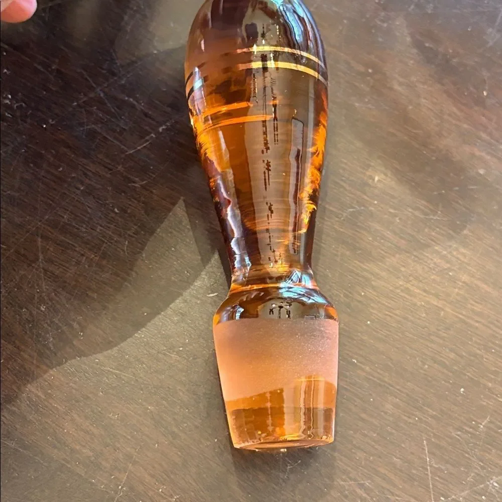Vintage 1950s Handmade Romanian Amber Pink Glass Decanter Set